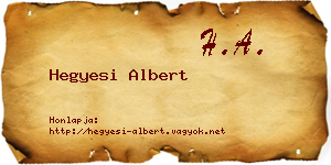 Hegyesi Albert névjegykártya